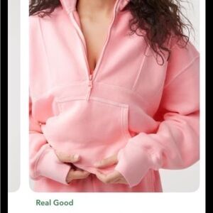 Aerie Light Pink Half-Zip Hoodie